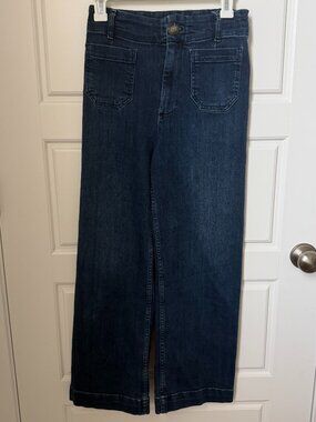 Pilcro Anthropologie Wide Leg Jeans High Rise Dark Wash Denim Size 26
